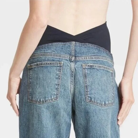 Isabel Maternity by Ingrid & Isabel Vintage Straight Panel Jeans Med Wash - Picture 2 of 2